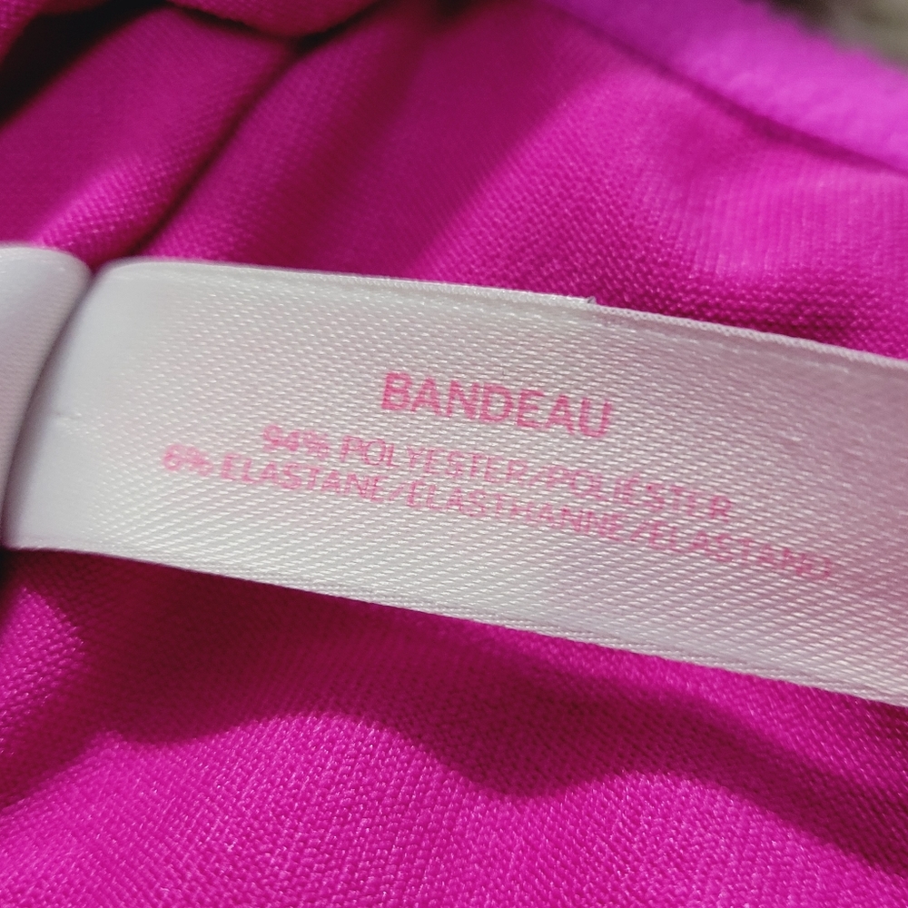 PINK Victoria's Secret Shiny Pink Bandeau Size Medium - Picture 4 of 7